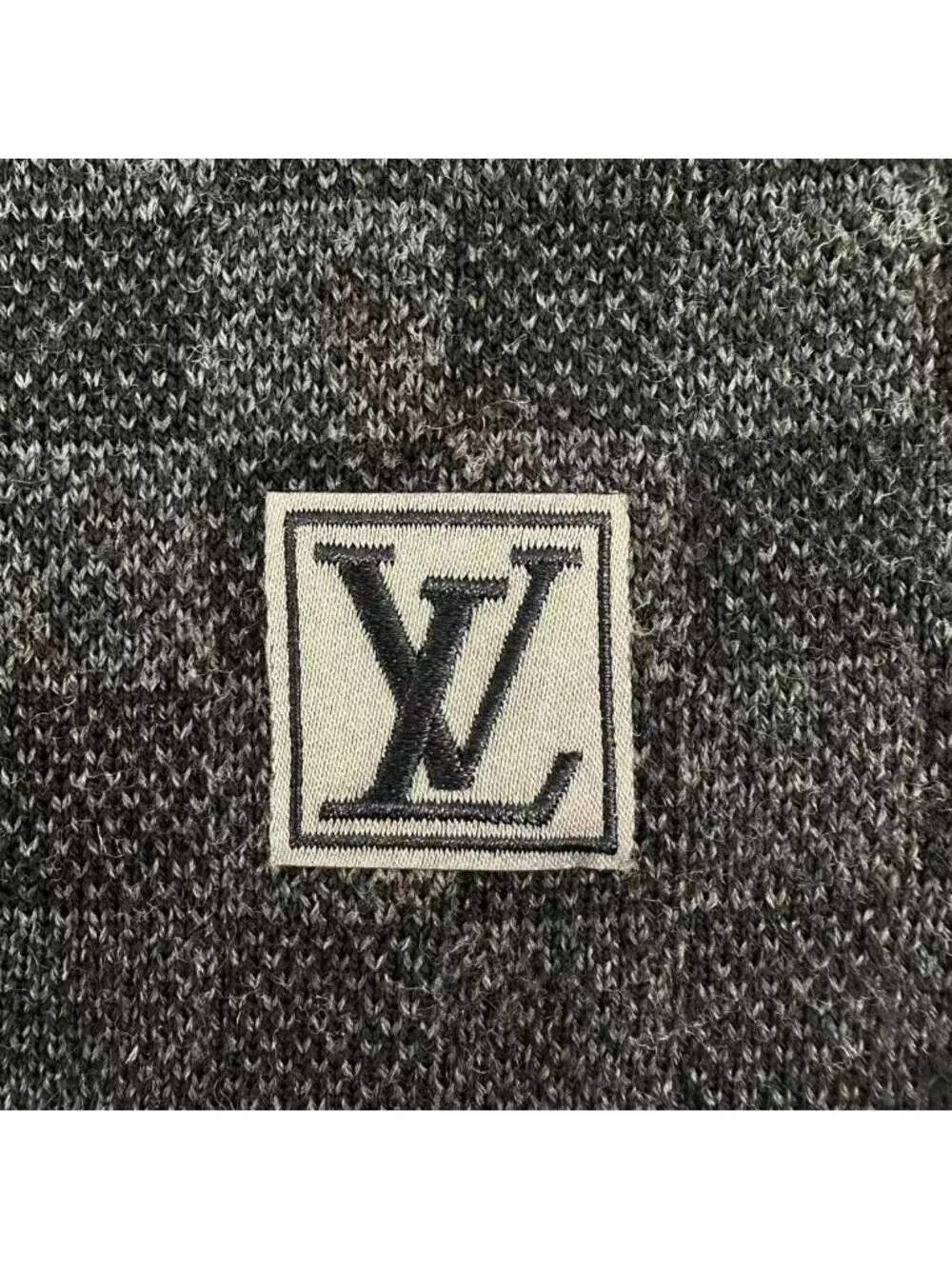 Louis Vuitton Scarf Graphite Gray Black Wool